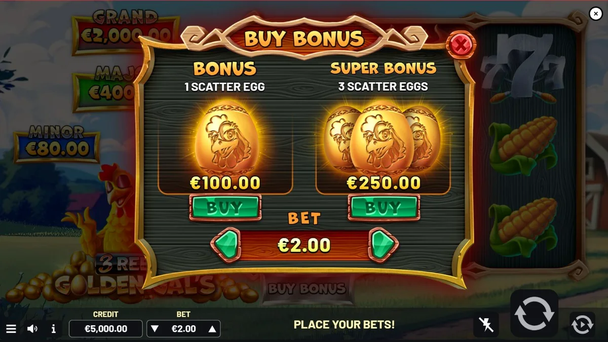Tampilan antarmuka slot Golden Gal’s 3 Reels dengan tema pertanian yang ceria.