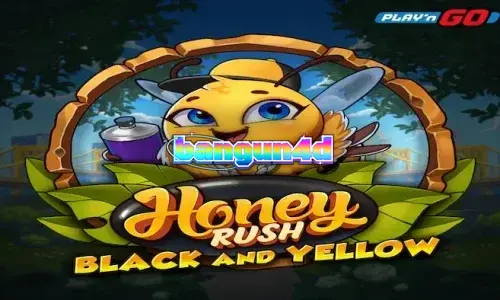 Tampilan visual slot Honey Rush Black and Yellow dengan tema urban neon